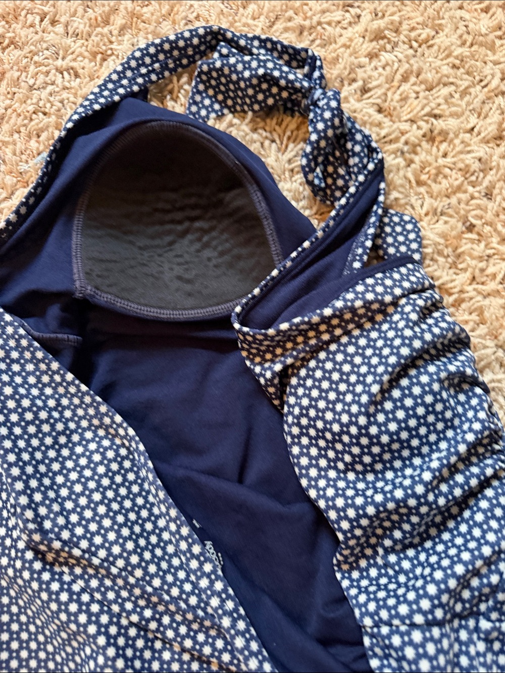 Women’s Navy Polka Dot Halter One-Piece Swimsuit - Picture 4 of 4